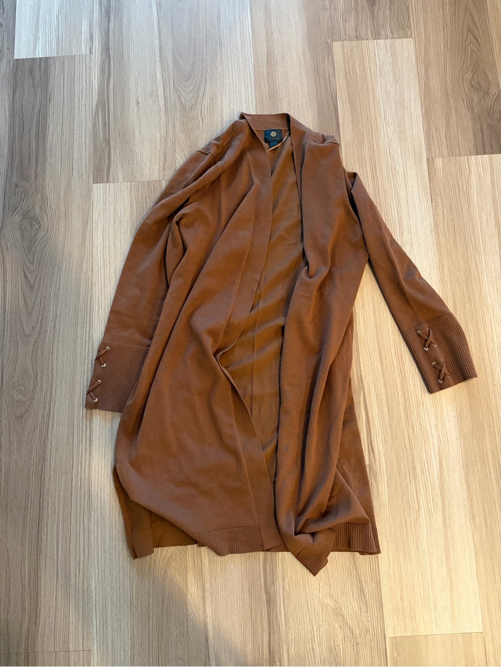 Women's Open Front Brown Long Cardigan Coat